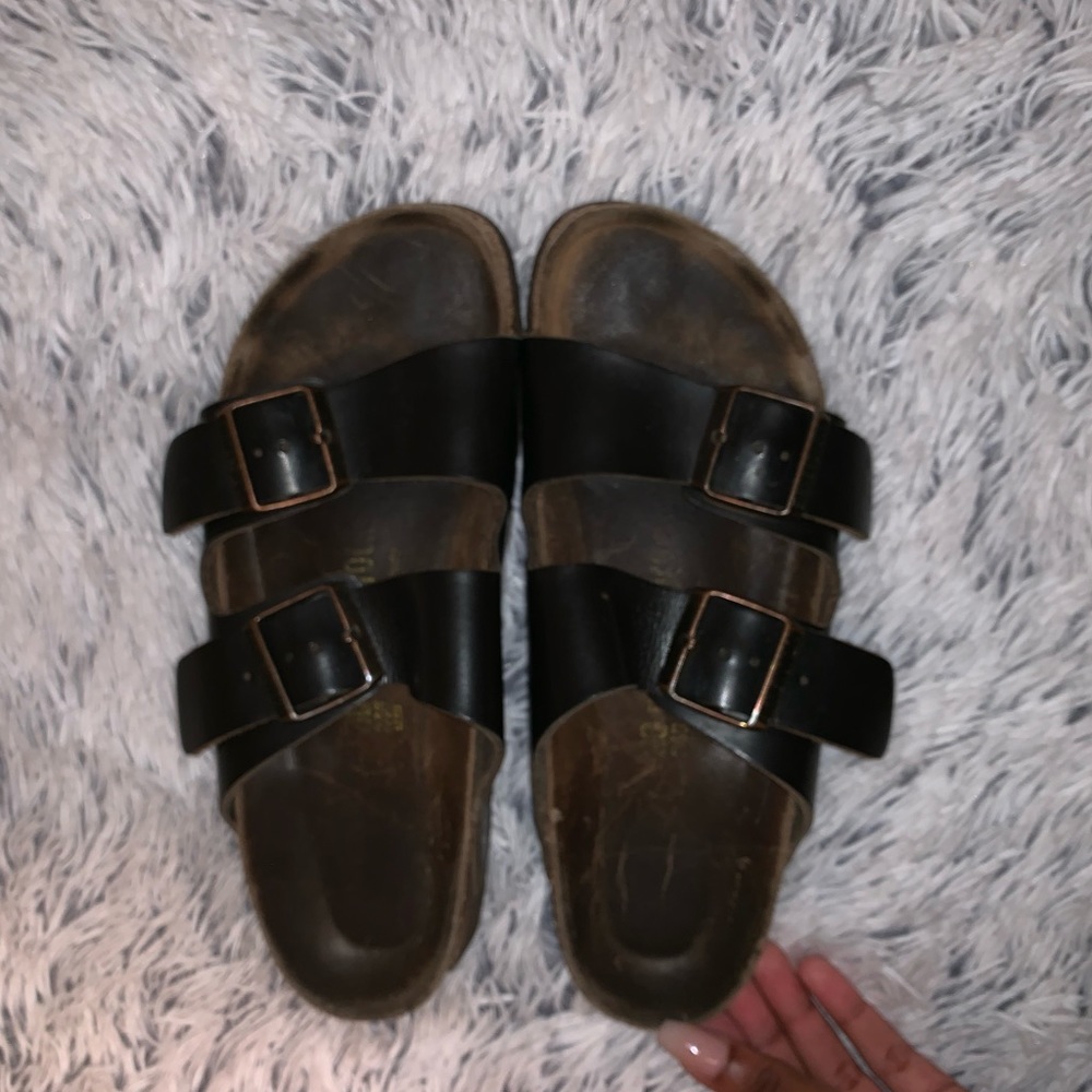 Brown leather Birkenstock’s
